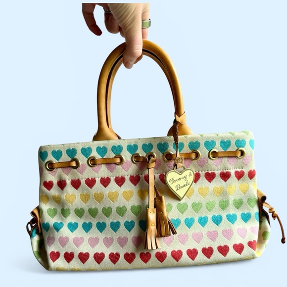 Dooney & Bourke Handbags - VINTAGE Dooney & Bourke Hearts Canvas Satchel EARLY 2000s Y2K authentic